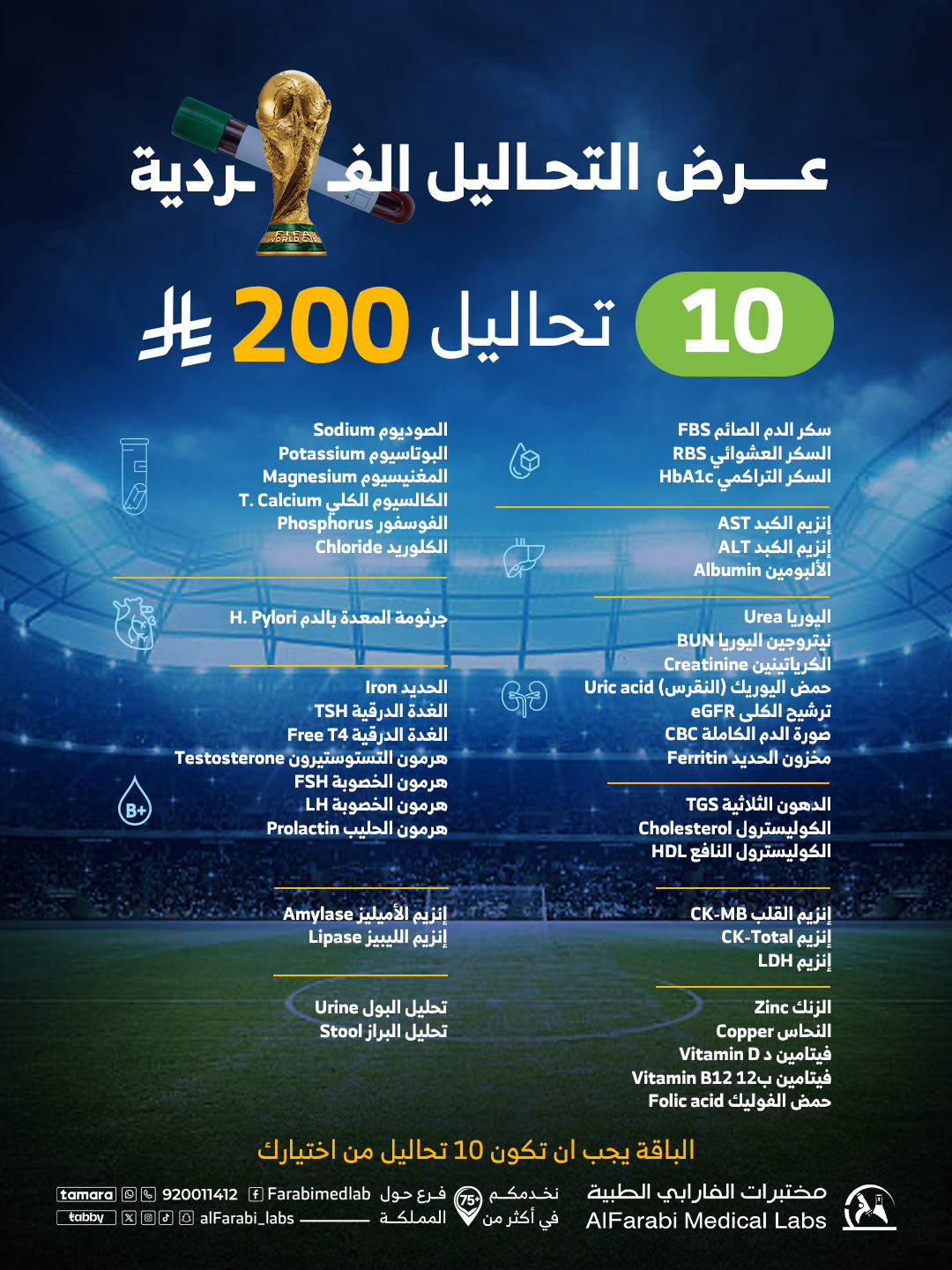 10 تحاليل ب 200 ريال